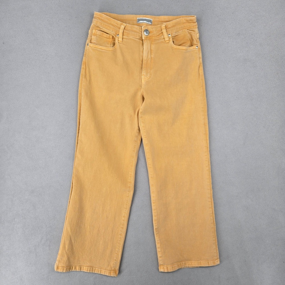 KUT from the Kloth Charlotte High Rise Wide Leg Crop Jeans Mustard Yellow Size 4 - Picture 2 of 10